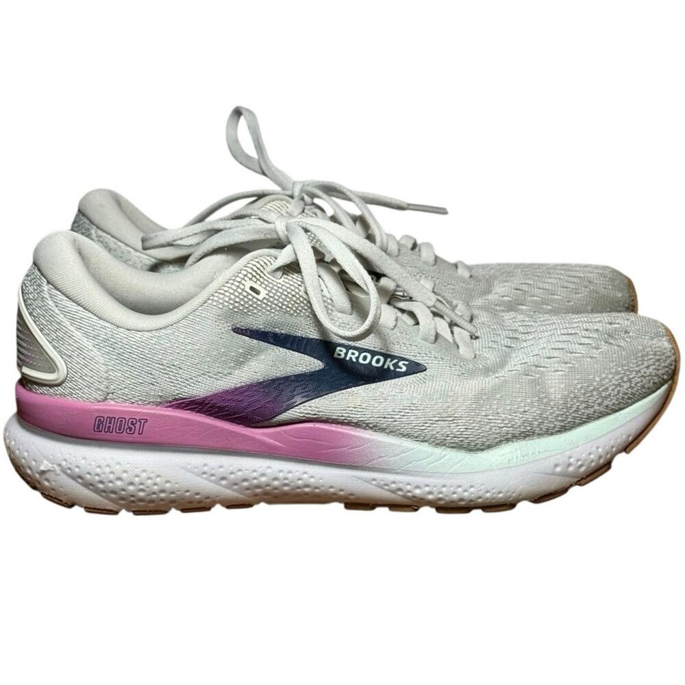 Brooks Ghost 16 Women's Running Shoes Size 7 Wide D White Pink Gray 1204071D175